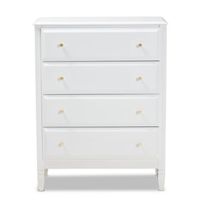 Baxton Studio Naomi Classic and Transitional White Finished Wood 4-Drawer Bedroom Chest