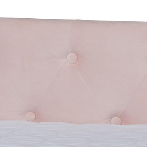 Baxton Studio Larkin Modern And Contemporary Pink Velvet Fabric Upholstered Full Size Daybed With Trundle - CF9227-Pink Velvet Velvet-Daybed-F/T