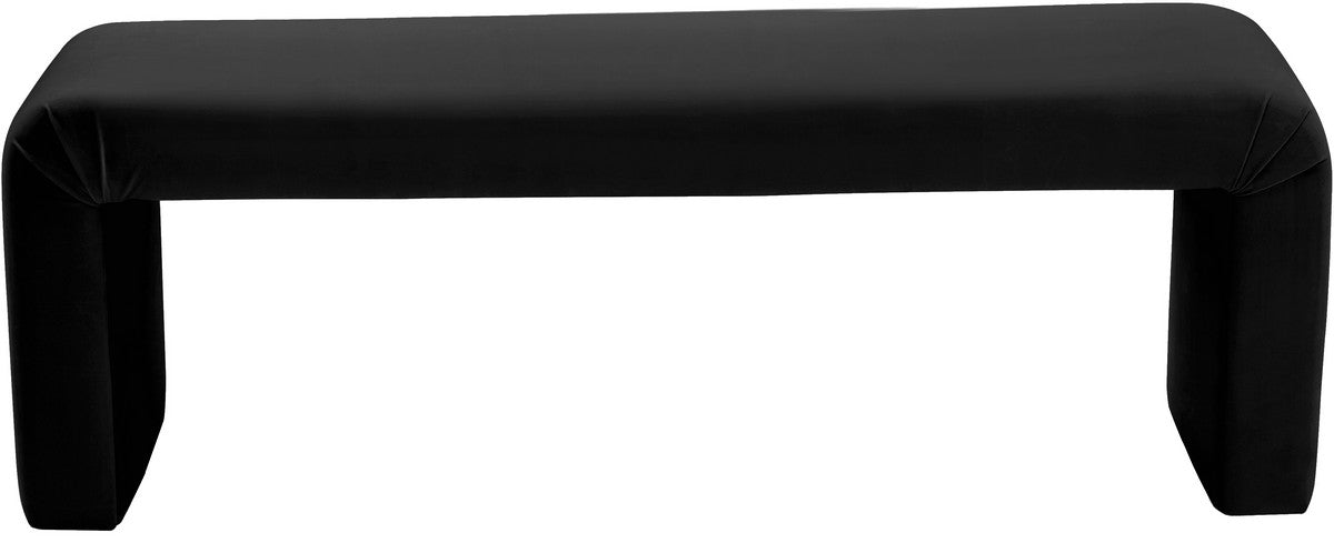 Meridian Furniture Minimalist Black Velvet Bench