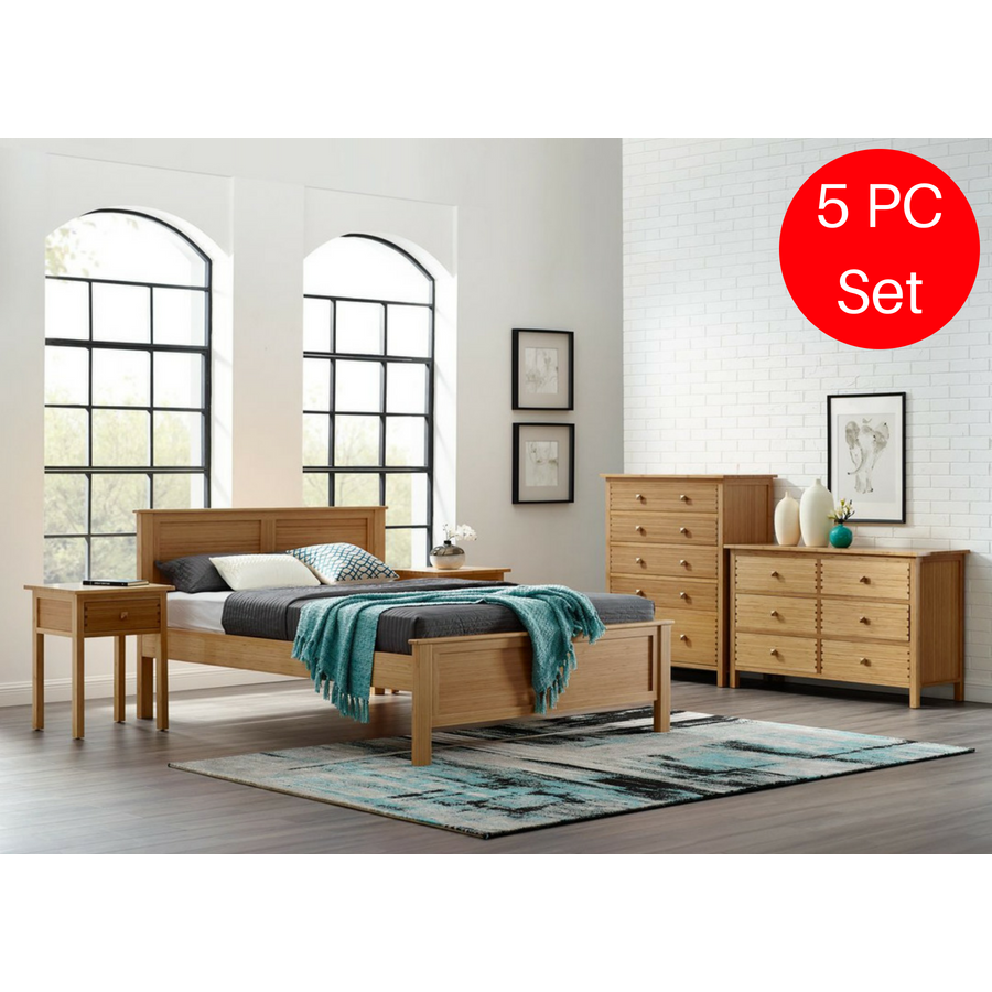 5pc Greenington Hosta Modern Queen Bedroom Set (Includes: 1 Queen Bed, 2 Nightstands, 2 Dressers)-Minimal & Modern