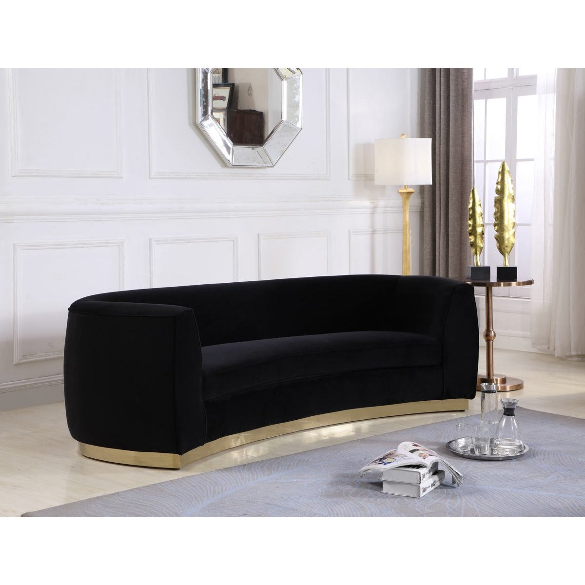 Meridian Furniture Julian Black Velvet Sofa-Minimal & Modern