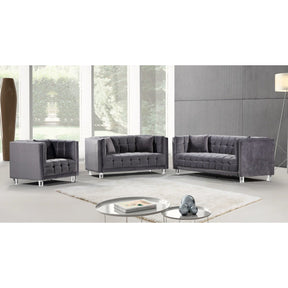 Meridian Furniture Mariel Grey Velvet Loveseat-Minimal & Modern