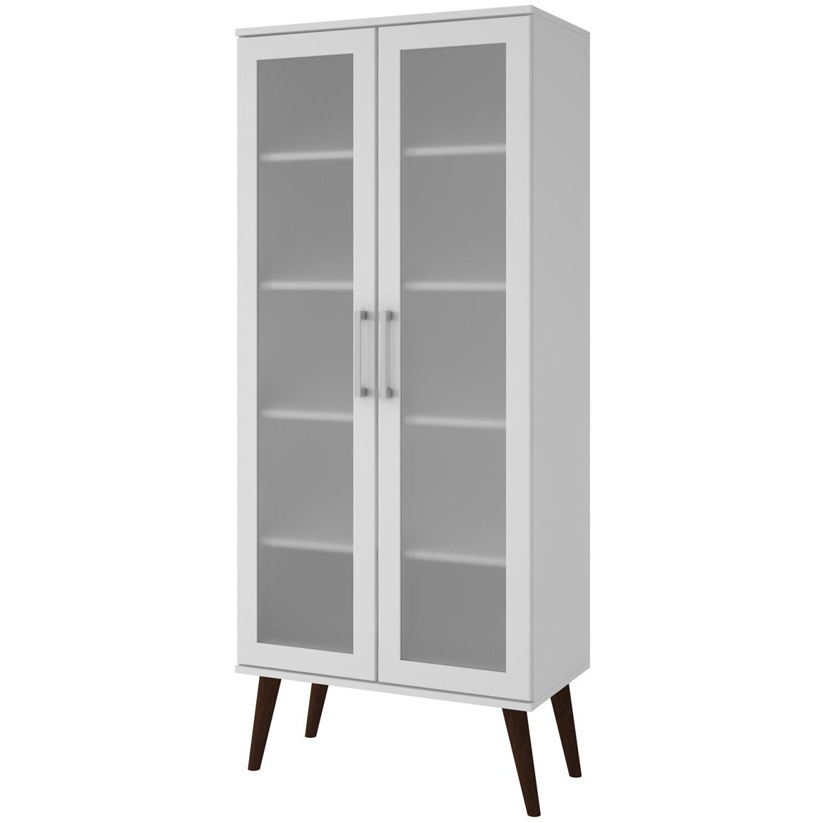 Accentuations by Manhattan Comfort Serra 2.0 - 5-Shelf Bookcase in White and Splayed Wooden Legs-Minimal & Modern