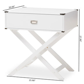 Baxton Studio Curtice Modern And Contemporary White 1-Drawer Wooden Bedside Table Baxton Studio-nightstands-Minimal And Modern - 8