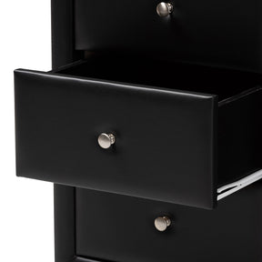 Baxton Studio Tessa Modern and Contemporary Black Faux Leather Upholstered 3-Drawer Nightstand Baxton Studio-nightstands-Minimal And Modern - 6
