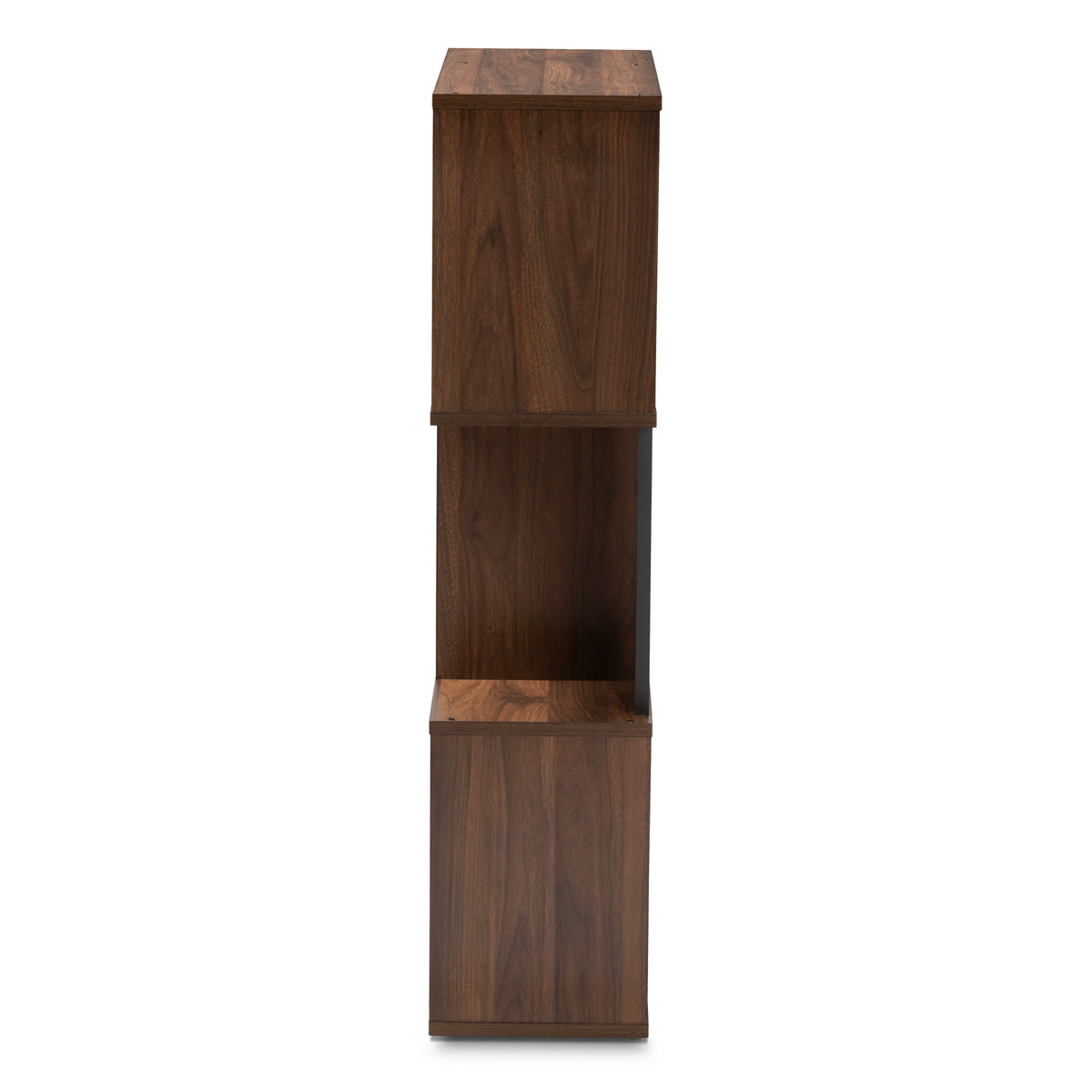 Baxton Studio Legende Modern and Contemporary Brown and Dark Grey Finished Display Bookcase Baxton Studio-0-Minimal And Modern - 3
