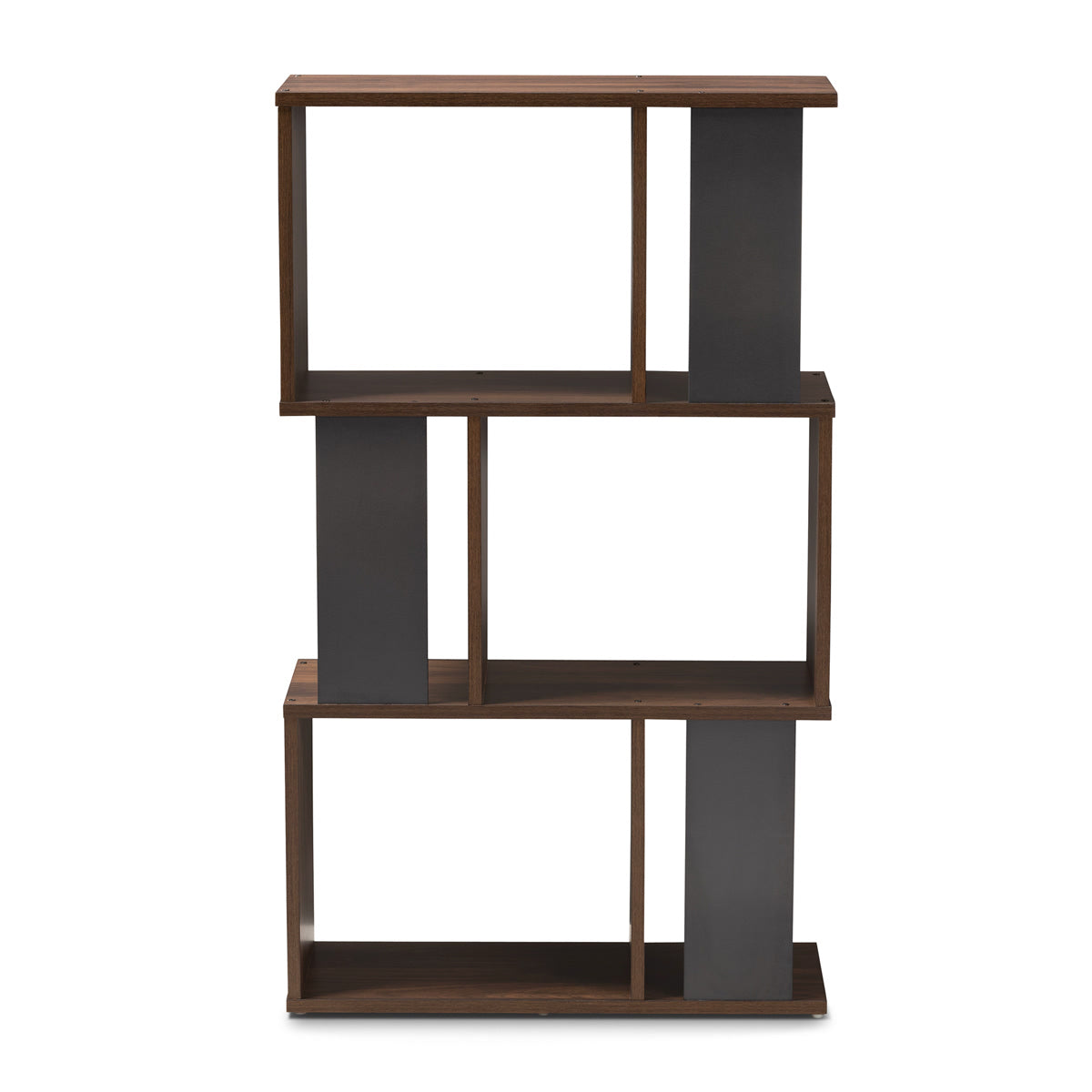 Baxton Studio Legende Modern and Contemporary Brown and Dark Grey Finished Display Bookcase Baxton Studio-0-Minimal And Modern - 4