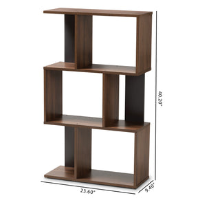 Baxton Studio Legende Modern and Contemporary Brown and Dark Grey Finished Display Bookcase Baxton Studio-0-Minimal And Modern - 7