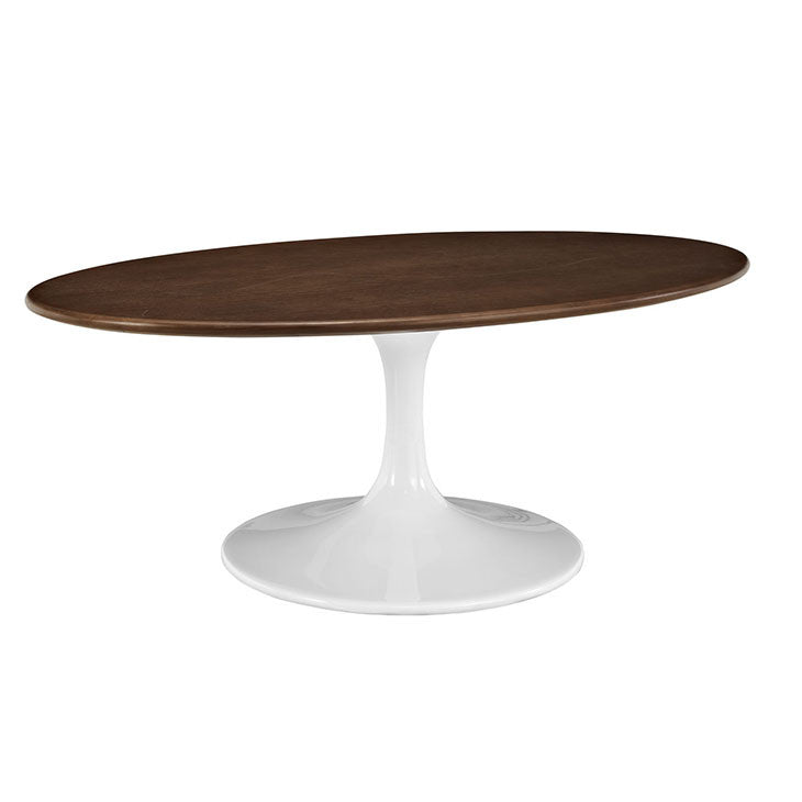 Modway Furniture Modern Lippa 42" Walnut Coffee Table in Walnut Veneer & White Base EEI-1141-WAL-Minimal & Modern