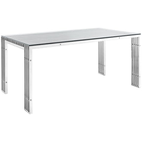 Modway Furniture Gridiron Stainless Steel Modern Silver Dining Table EEI-1434-Minimal & Modern
