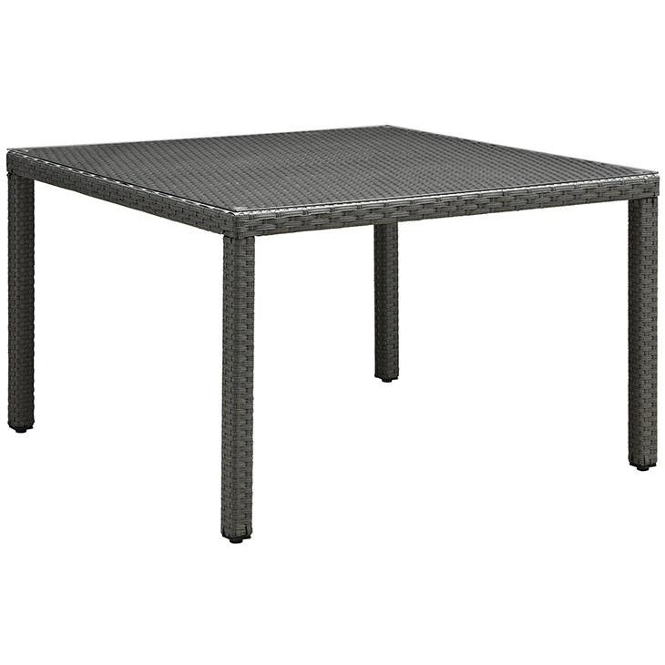 Modway Furniture Modern Sojourn 47" Square Outdoor Patio Glass Top Dining Table in Chocolate EEI-1925-CHC-Minimal & Modern