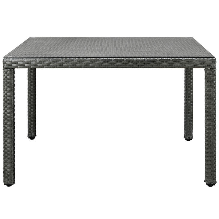 Modway Furniture Modern Sojourn 47" Square Outdoor Patio Glass Top Dining Table in Chocolate EEI-1925-CHC-Minimal & Modern