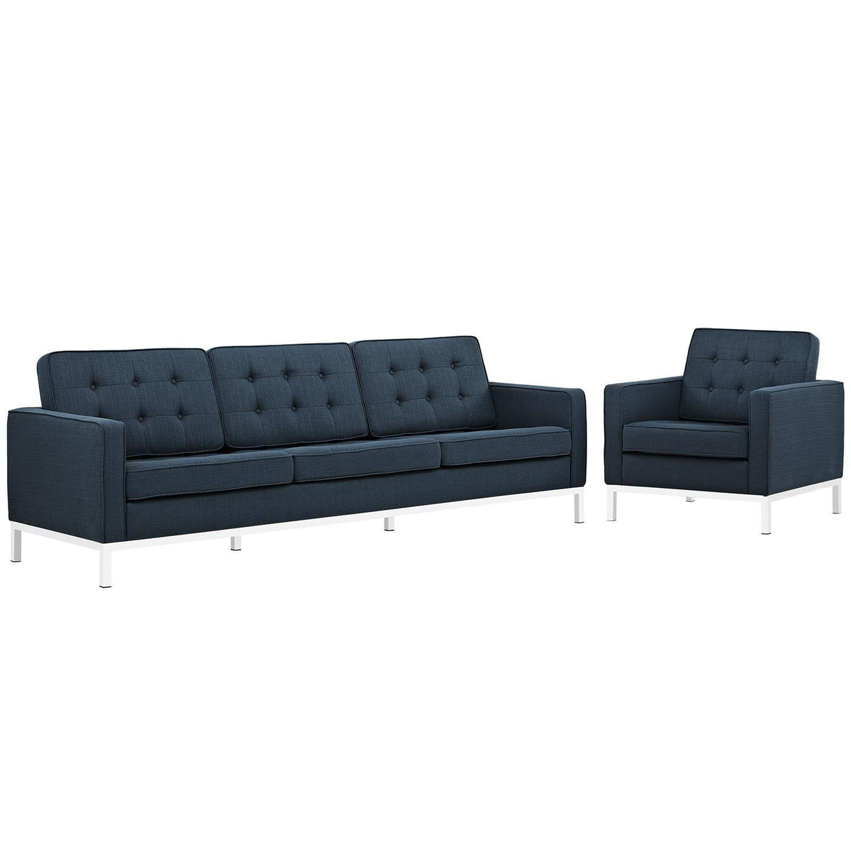 Modway Furniture Modern Loft 2 Piece Upholstered Fabric Sofa and Armchair Set - EEI-2443