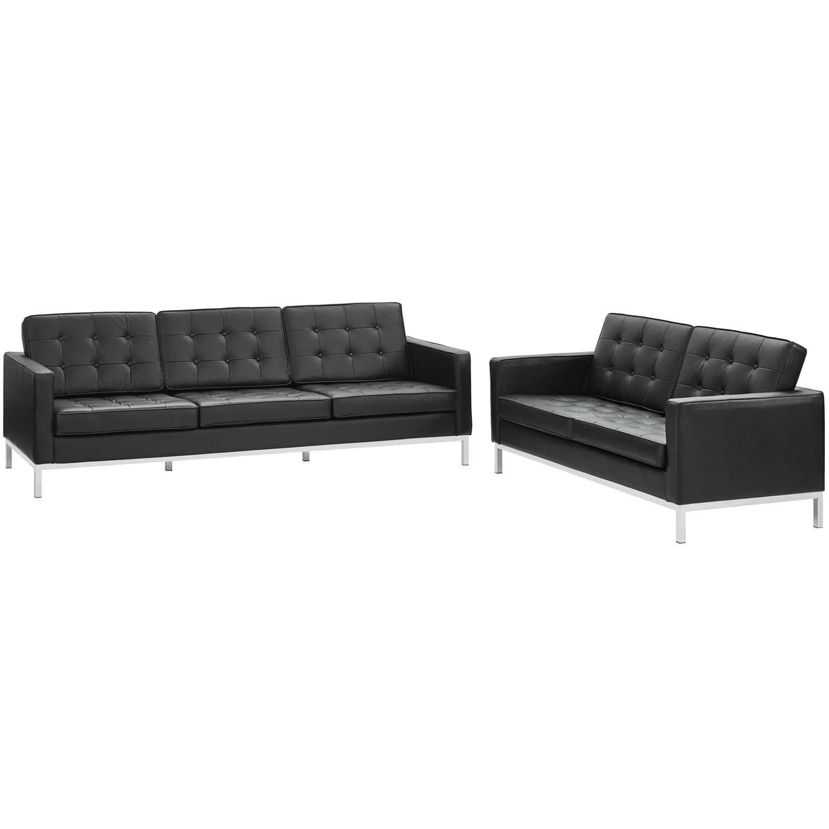 Modway Furniture Modern Loft 2 Piece Leather Sofa and Loveseat Set - EEI-2987