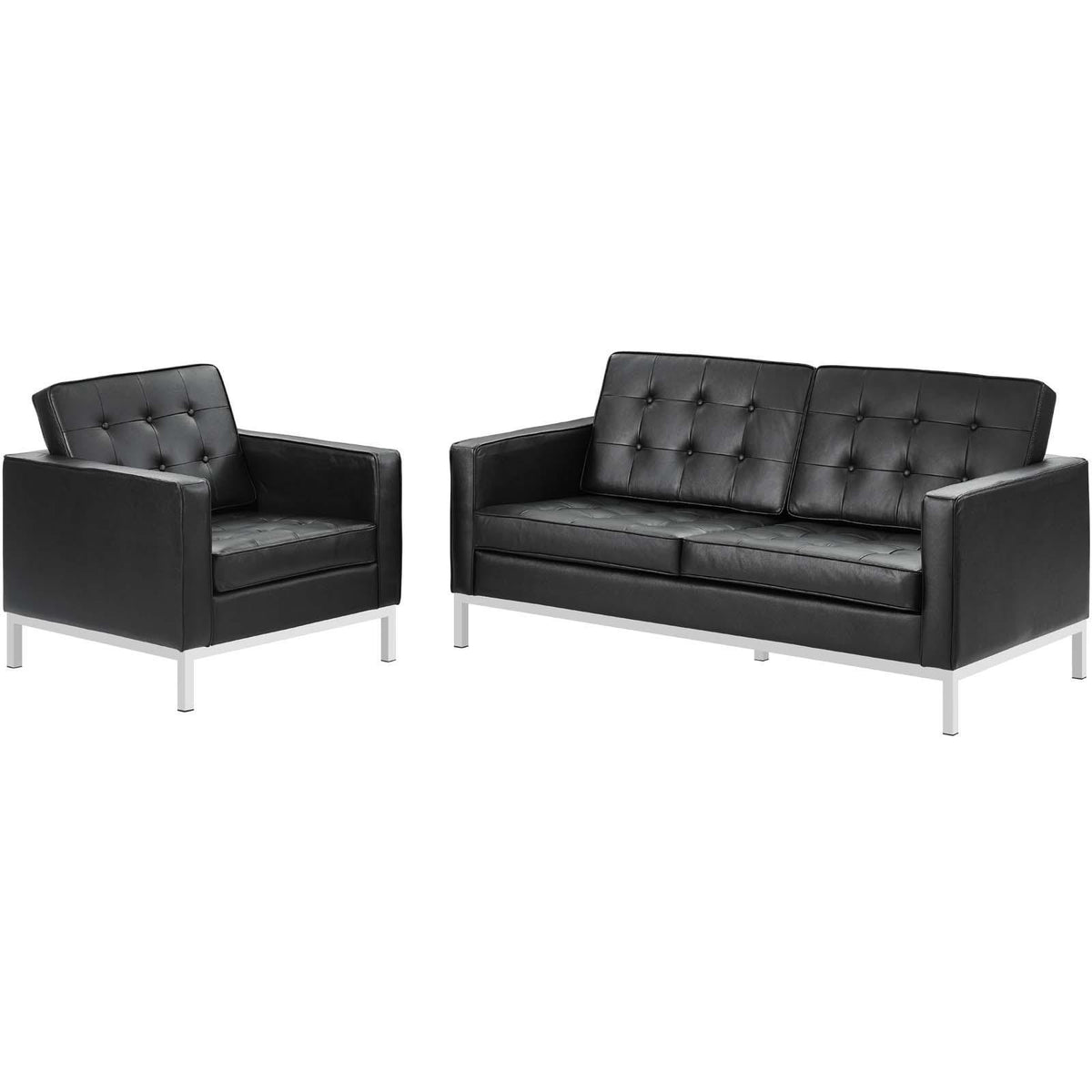 Modway Furniture Modern Loft 2 Piece Leather Loveseat and Armchair Set - EEI-3100