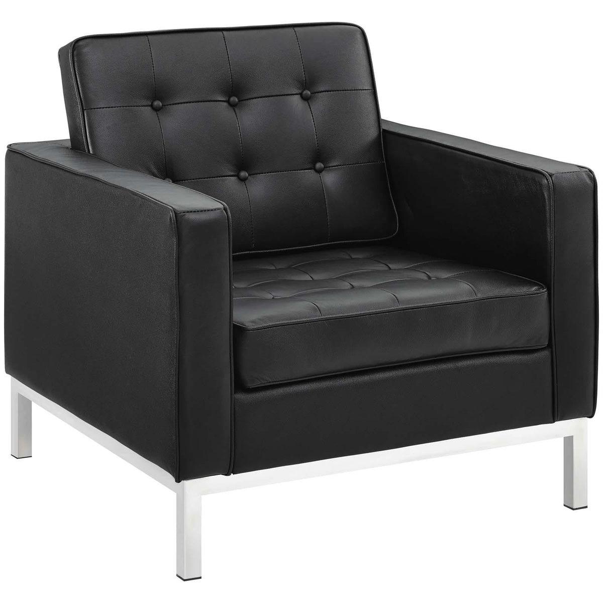 Modway Furniture Modern Loft 3 Piece Leather Sofa Loveseat and Armchair Set - EEI-3101