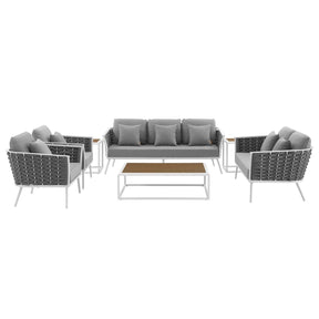 Modway Furniture Modern Stance 7 Piece Outdoor Patio Aluminum Sectional Sofa Set - EEI-3160