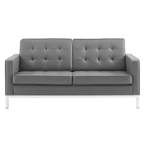 Modway Furniture Modern Loft Tufted Upholstered Faux Leather Loveseat - EEI-3388