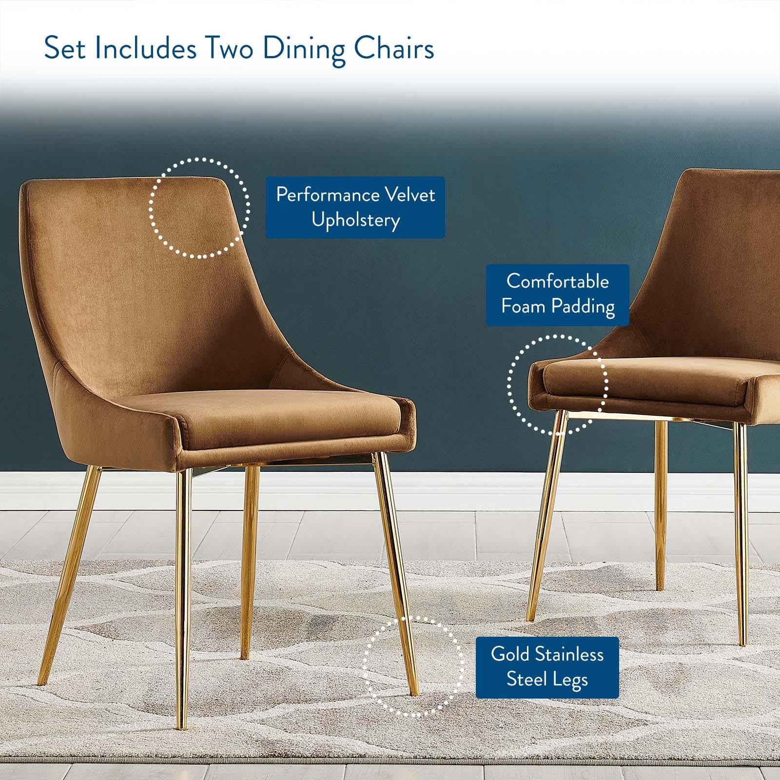 Modway Furniture Modern Viscount Performance Velvet Dining Chairs - Set of 2 - EEI-3808