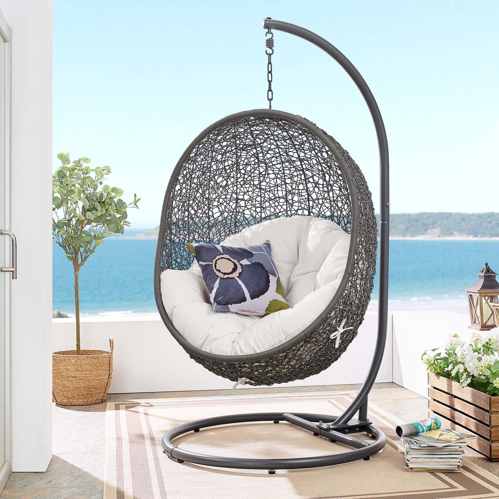 Modway Furniture Modern Hide Outdoor Patio Sunbrella® Swing Chair With Stand - EEI-3929