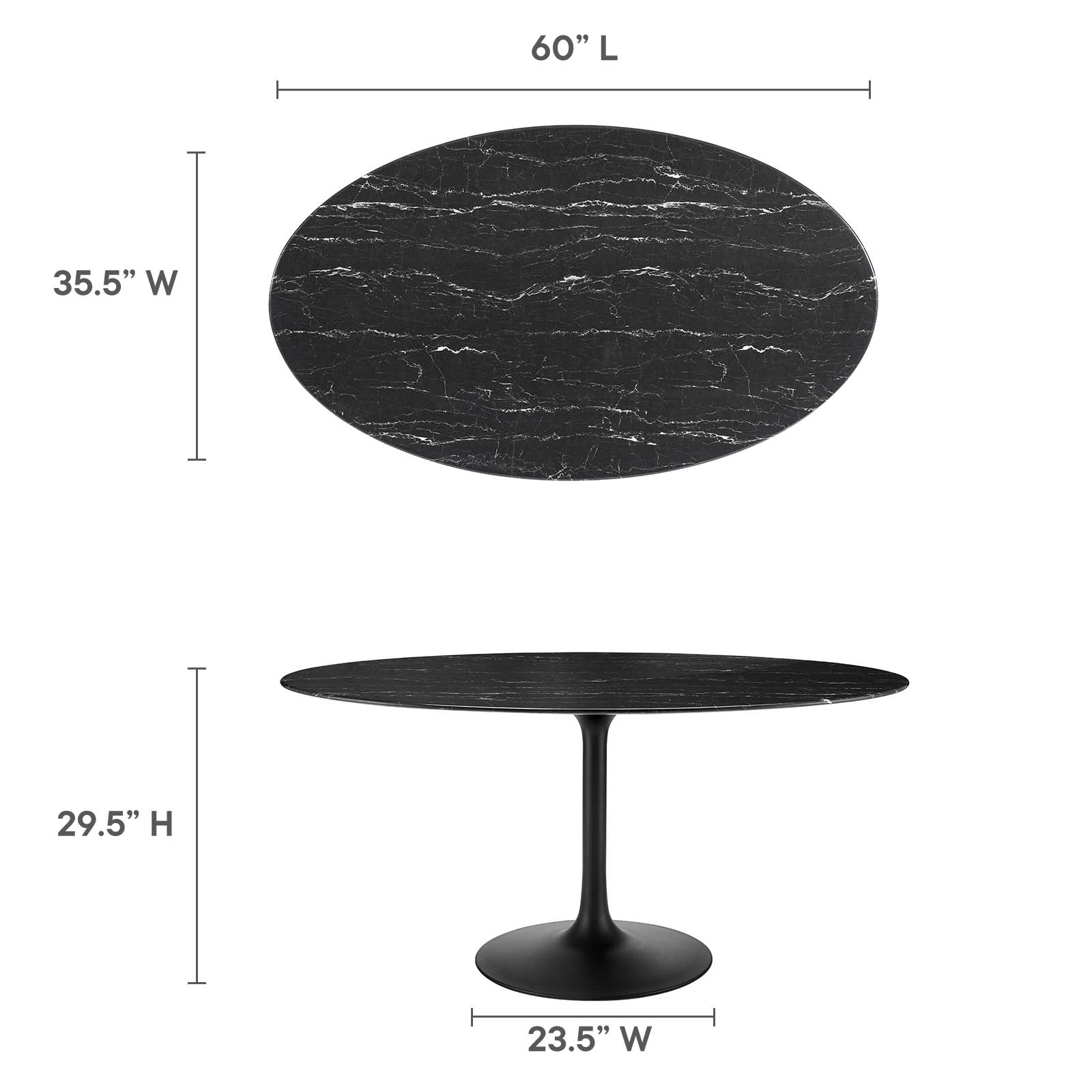 Modway Furniture Modern Lippa 60" Artificial Marble Oval Dining Table - EEI-4881