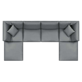 Modway Furniture Modern Commix Down Filled Overstuffed Vegan Leather 6-Piece Sectional Sofa - EEI-4918