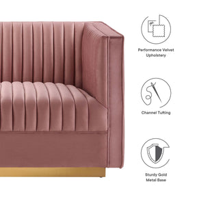 Modway Furniture Modern Sanguine Channel Tufted Performance Velvet Modular Sectional Sofa Loveseat - EEI-5824