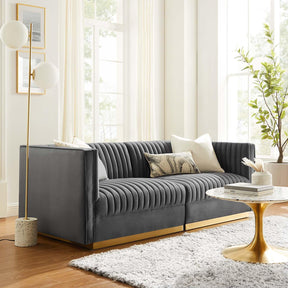 Modway Furniture Modern Sanguine Channel Tufted Performance Velvet Modular Sectional Sofa Loveseat - EEI-5824