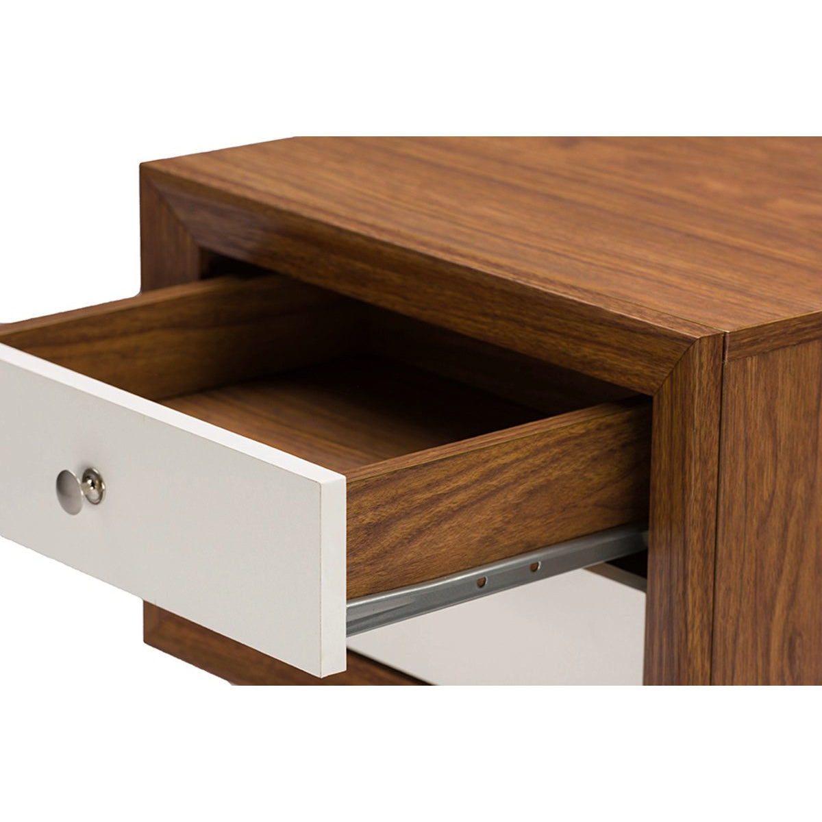 Baxton Studio Warwick Two-tone Walnut and White Modern Accent Table and Nightstand Baxton Studio-nightstands-Minimal And Modern - 5