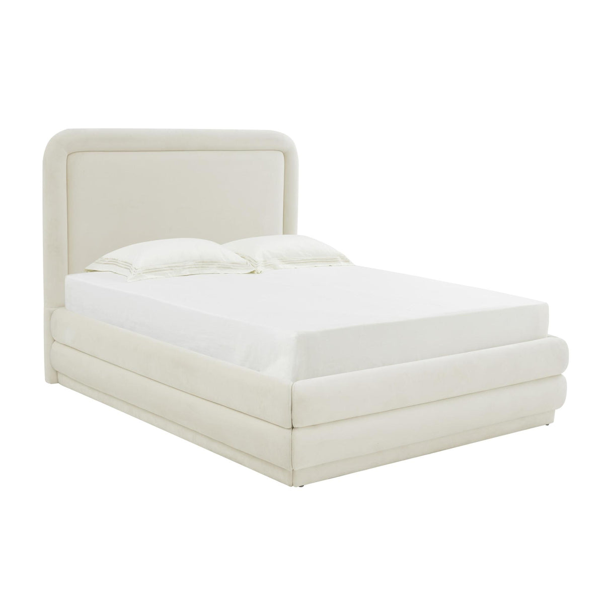TOV Furniture Modern Briella Cream Velvet Bed in Queen - TOV-B44211
