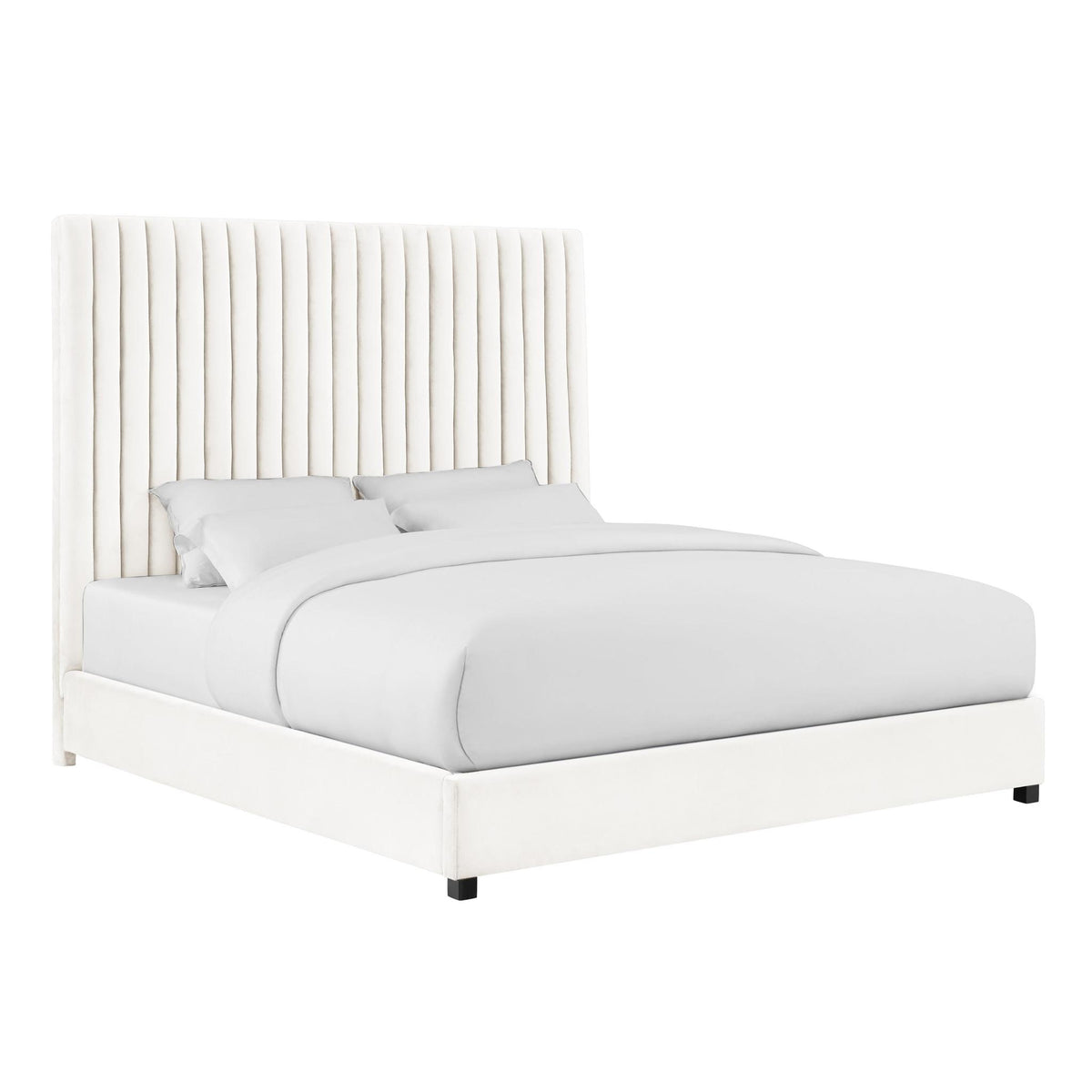 TOV Furniture Modern Arabelle White Velvet Bed in Queen - TOV-B68251