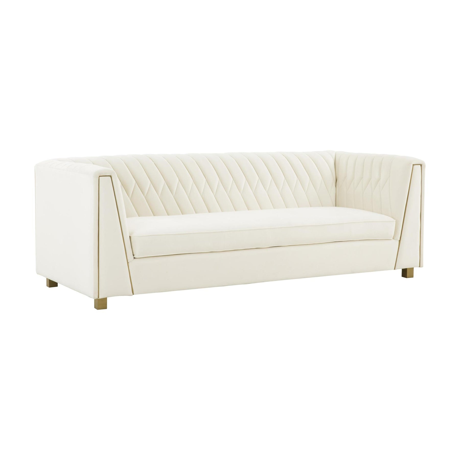 TOV Furniture Modern Wafa Cream Velvet Sofa - TOV-IHS68203