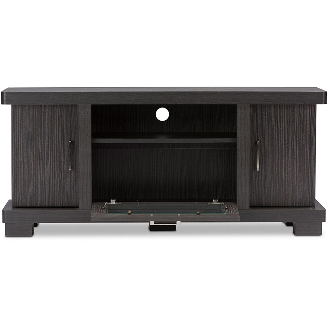 Baxton Studio Viveka 47-Inch Dark Brown Wood TV Cabinet with 2 Doors Baxton Studio-TV Stands-Minimal And Modern - 2