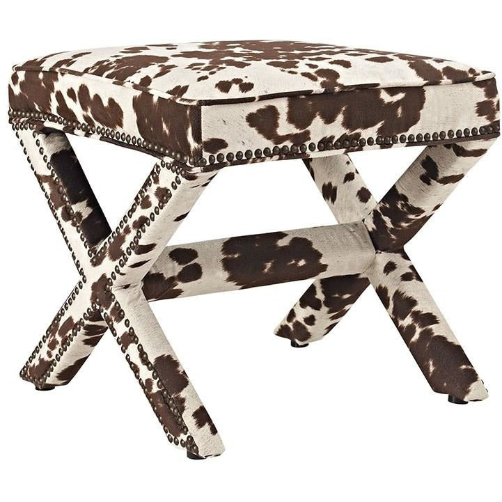 Modway Furniture Modern Rivet Fabric Bench In Cow EEI-2325-COW-Minimal & Modern