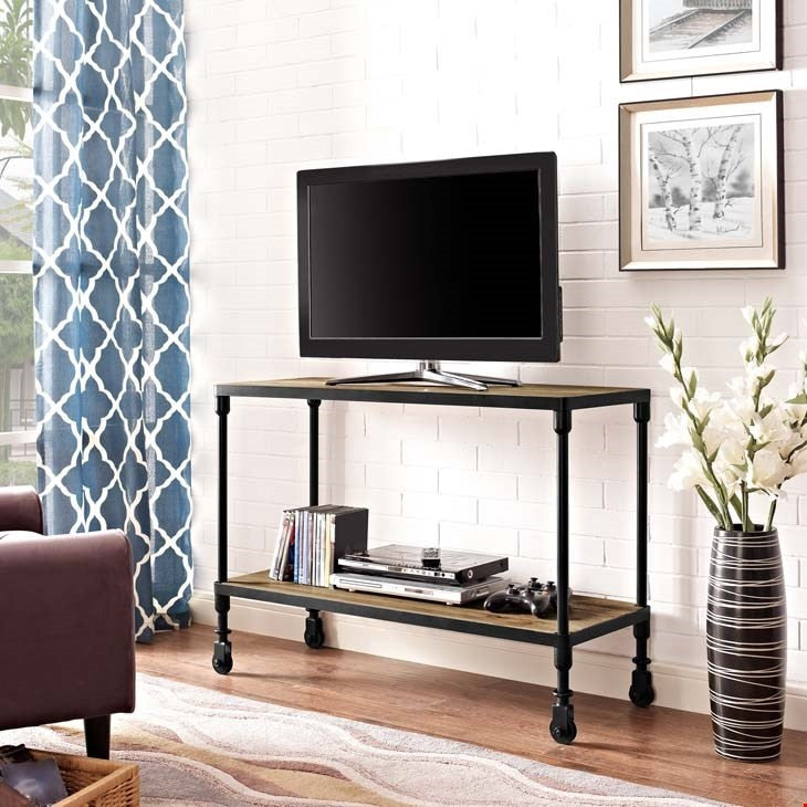 Modway Furniture Modern Raise Wood TV Stand In Brown-Minimal & Modern