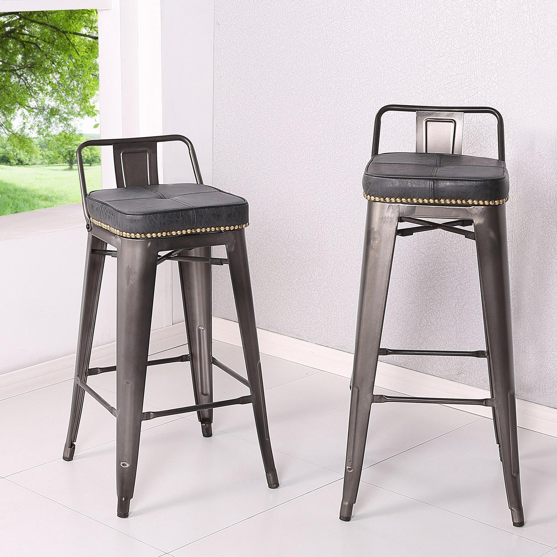 Metropolis PU Leather Low Back Counter Stool (Set of 4) by New Pacific Direct - 9300032