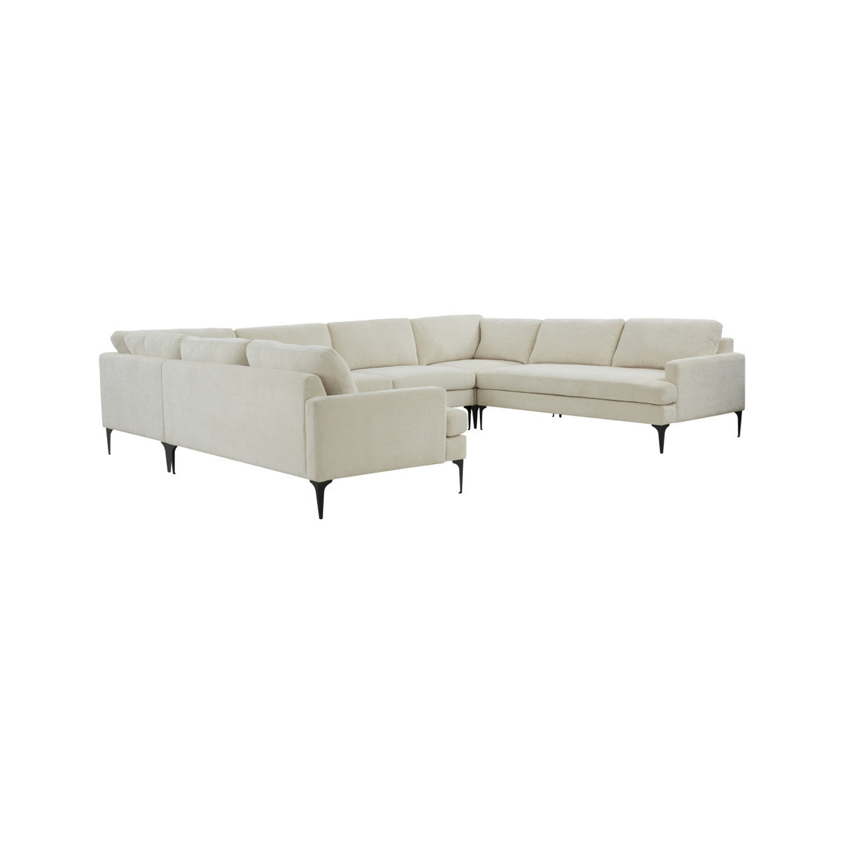 TOV Furniture Modern Serena Cream Velvet U-Sectional with Black Legs - REN-L05110-BLK-SEC3