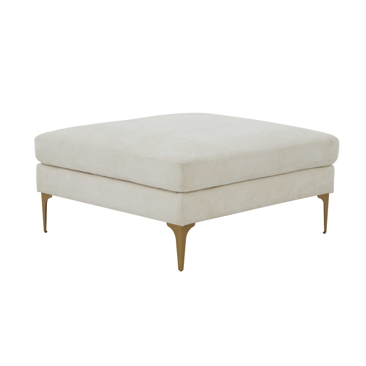 TOV Furniture Modern Serena Cream Velvet Ottoman - REN-L05111