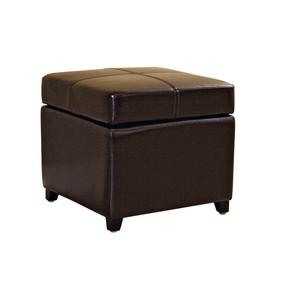 Baxton Studio Dark Brown Full Leather Storage Cube Ottoman Baxton Studio-ottomans-Minimal And Modern - 1