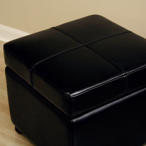 Baxton Studio Black Full Leather Storage Cube Ottoman  Baxton Studio-ottomans-Minimal And Modern - 3