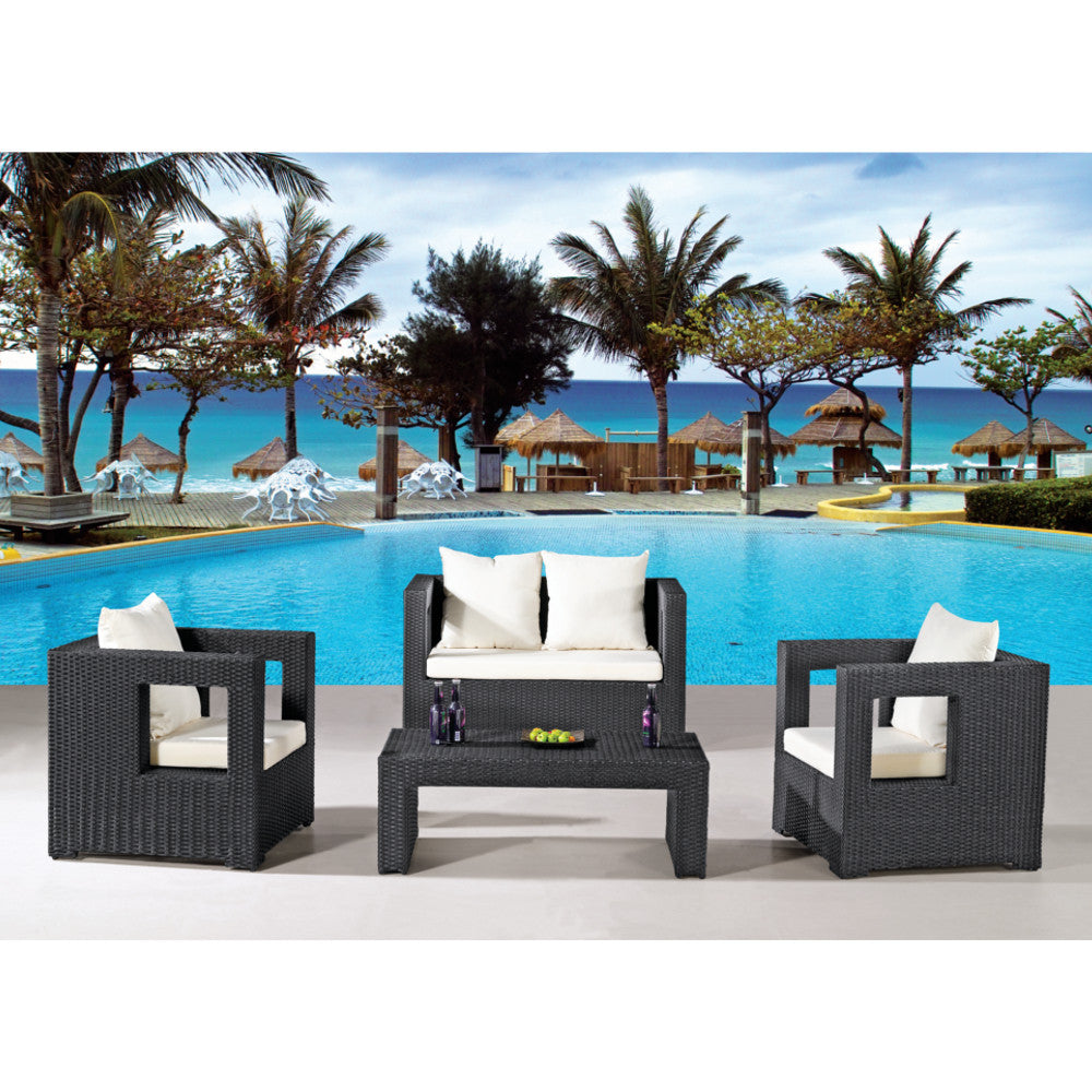 Finemod Imports Modern Sterling Outdoor 4-Piece Seating Set FMI10025-chocolatebrown-Minimal & Modern