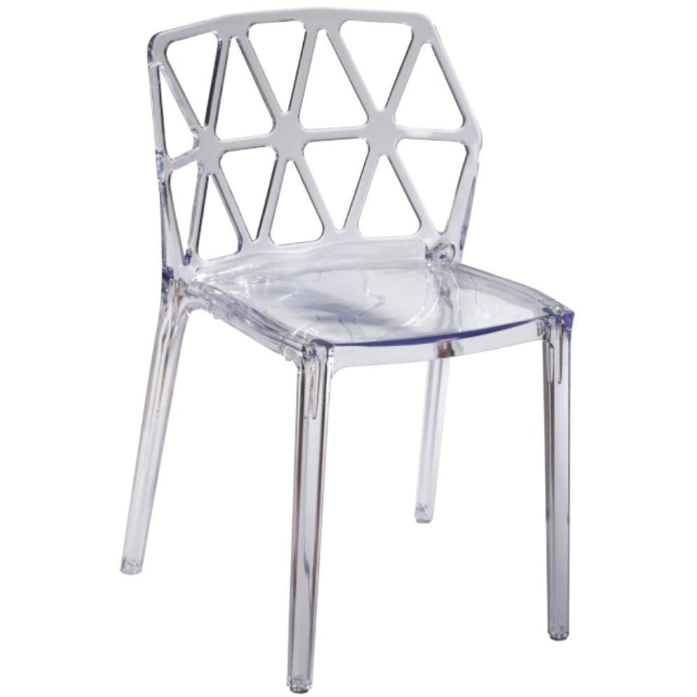 Finemod Imports Modern Zig Zag Dining Chair FMI10028-clear-Minimal & Modern