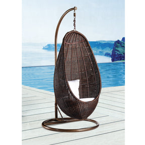Finemod Imports Modern Rattan Hanging Chair With Stand FMI10032-chocolate-Minimal & Modern