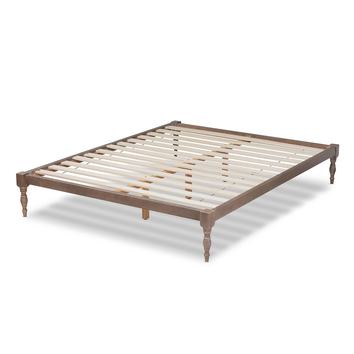 Baxton Studio Iseline Modern and Contemporary Antique Oak Finished Wood King Size Platform Bed Frame