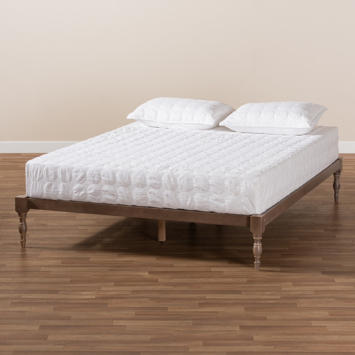 Baxton Studio Iseline Modern and Contemporary Antique Oak Finished Wood King Size Platform Bed Frame