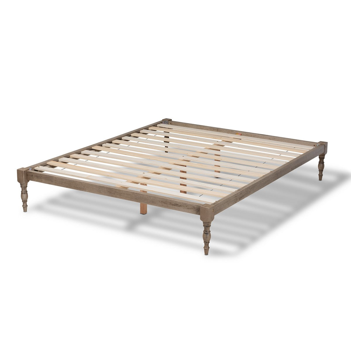 Baxton Studio Iseline Modern and Contemporary Antique Grey Finished Wood Queen Size Platform Bed Frame