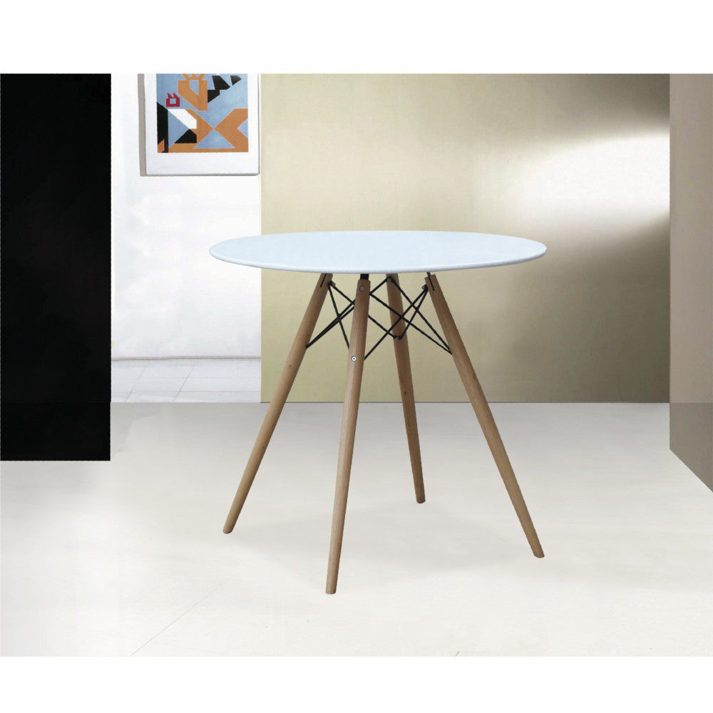 Finemod Imports Modern Woodleg 29" Dining Table Fiberglass Top FMI10039-29-white-Minimal & Modern