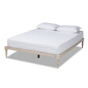 Baxton Studio Iseline Modern and Contemporary Antique White Finished Wood Queen Size Platform Bed Frame Baxton Studio- Bed Frames-Minimal And Modern - 1