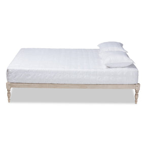 Baxton Studio Iseline Modern and Contemporary Antique White Finished Wood Full Size Platform Bed Frame