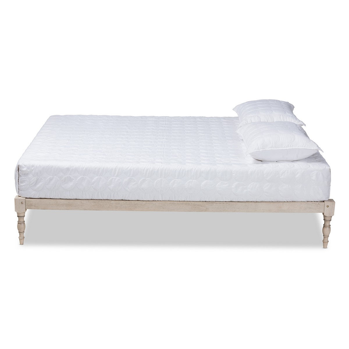 Baxton Studio Iseline Modern and Contemporary Antique White Finished Wood King Size Platform Bed Frame